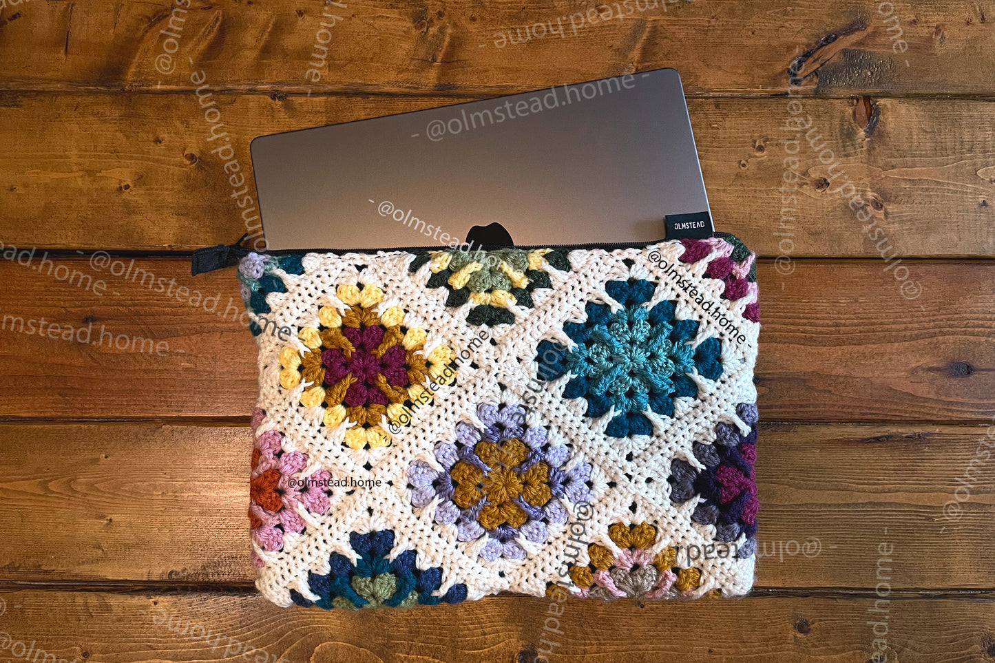 16-inch Crochet Granny Square Laptop Sleeve