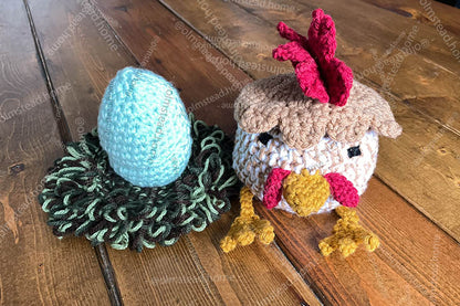 Hennifer Chicken Crochet Coaster Set