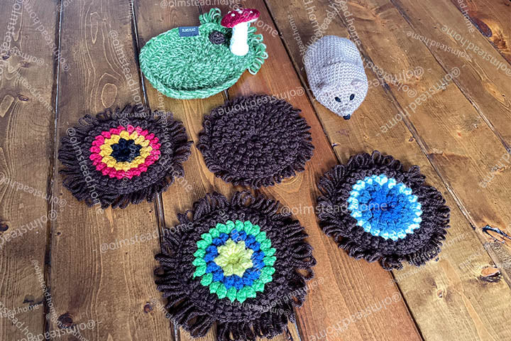 Penelope Hedgehog Crochet Coaster Set