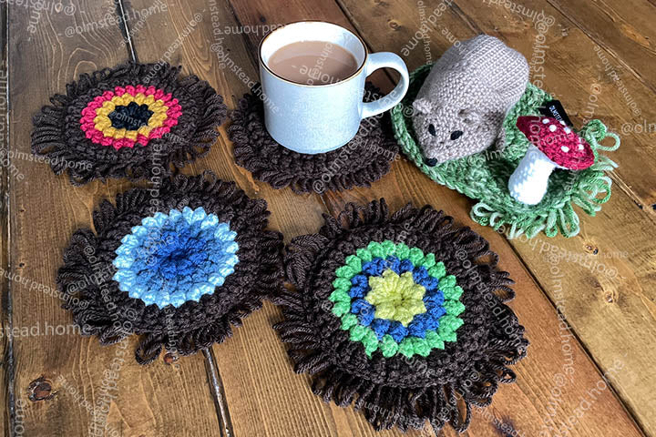 Penelope Hedgehog Crochet Coaster Set