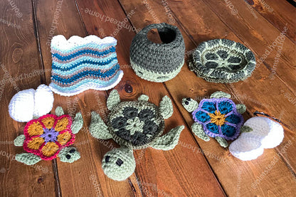 Shellsea Crochet Turtle Coaster Set