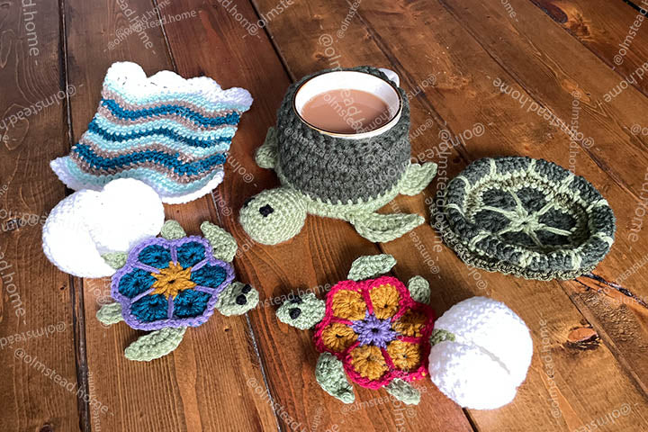 Shellsea Crochet Turtle Coaster Set