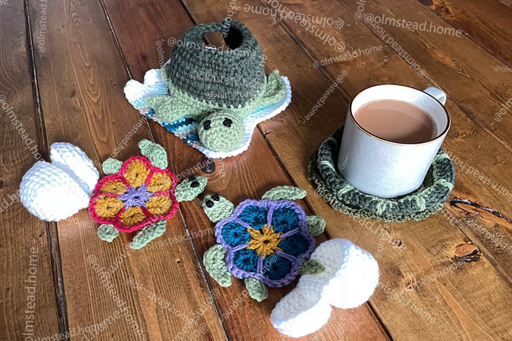 Shellsea Crochet Turtle Coaster Set