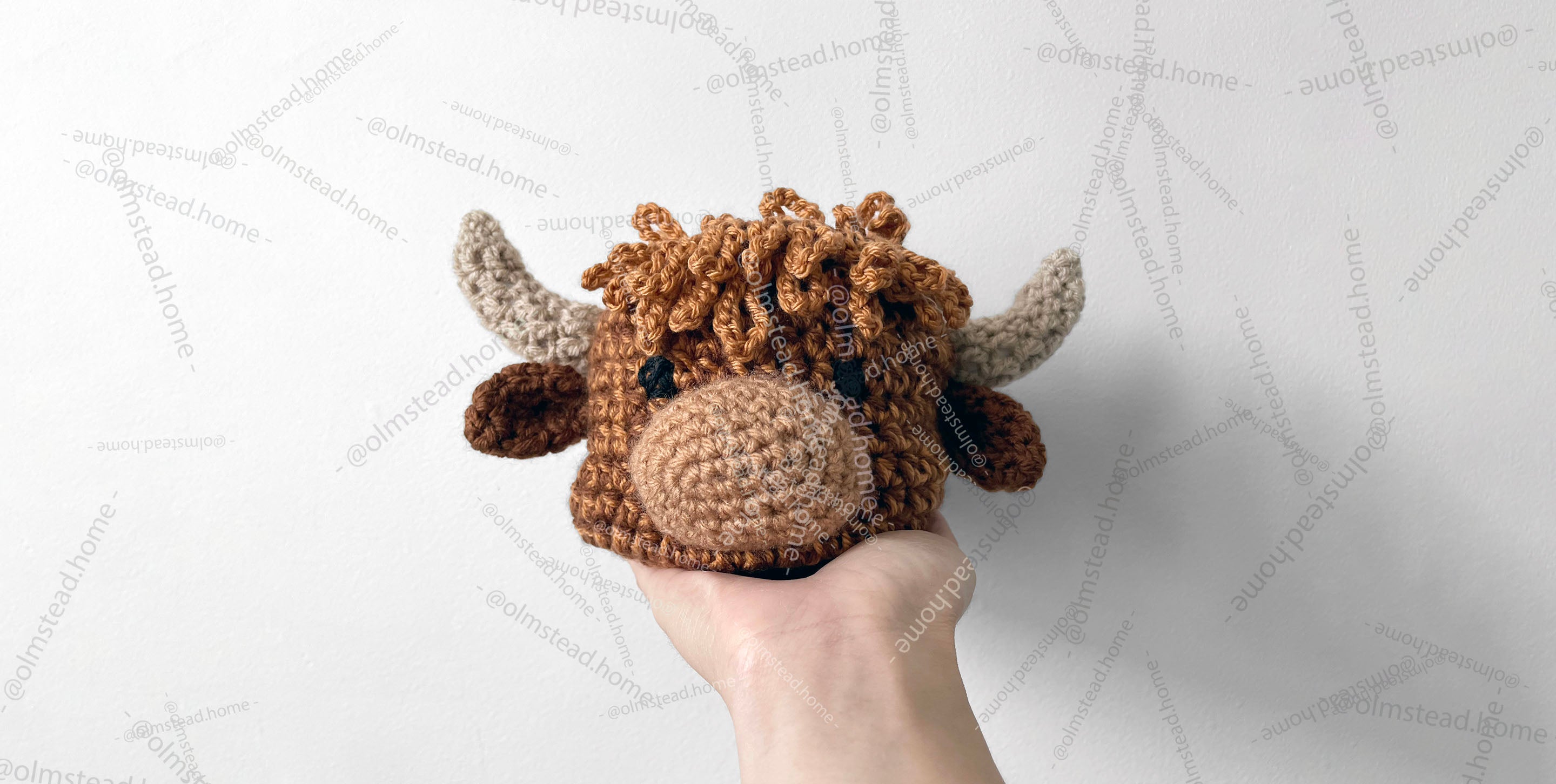 Crochet Highland Cow Head Coaster Set